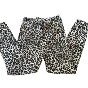 Good American Good Waist Crop Leopard White Jeans Sz 8/29 Cotton Pants